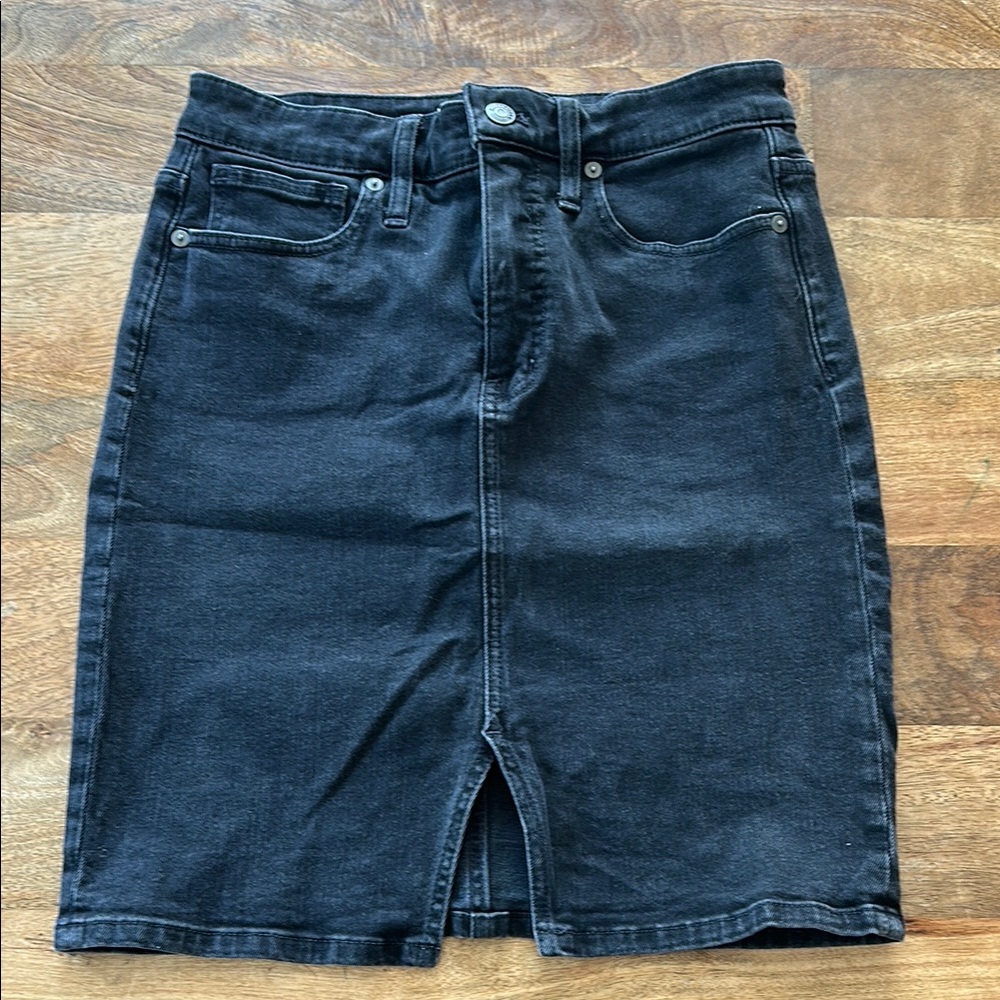 Madewell Black Denim Pencil Skirt